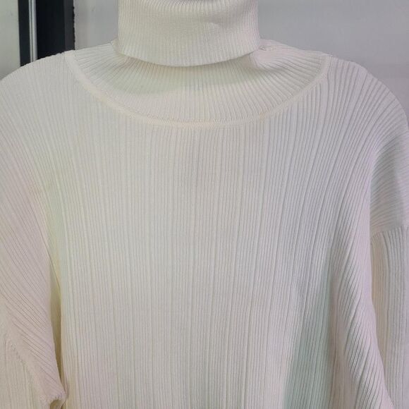 Coofandy Men White Ribbed Turtleneck Sweater Size XL - Picture 3 of 6